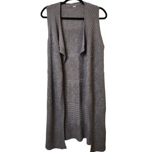 Gray Knit Women's Midi Maxi Lightweight Open Front Vest Size S